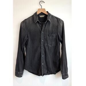 Mother Faded Black Denim Button Up Shirt Size Small